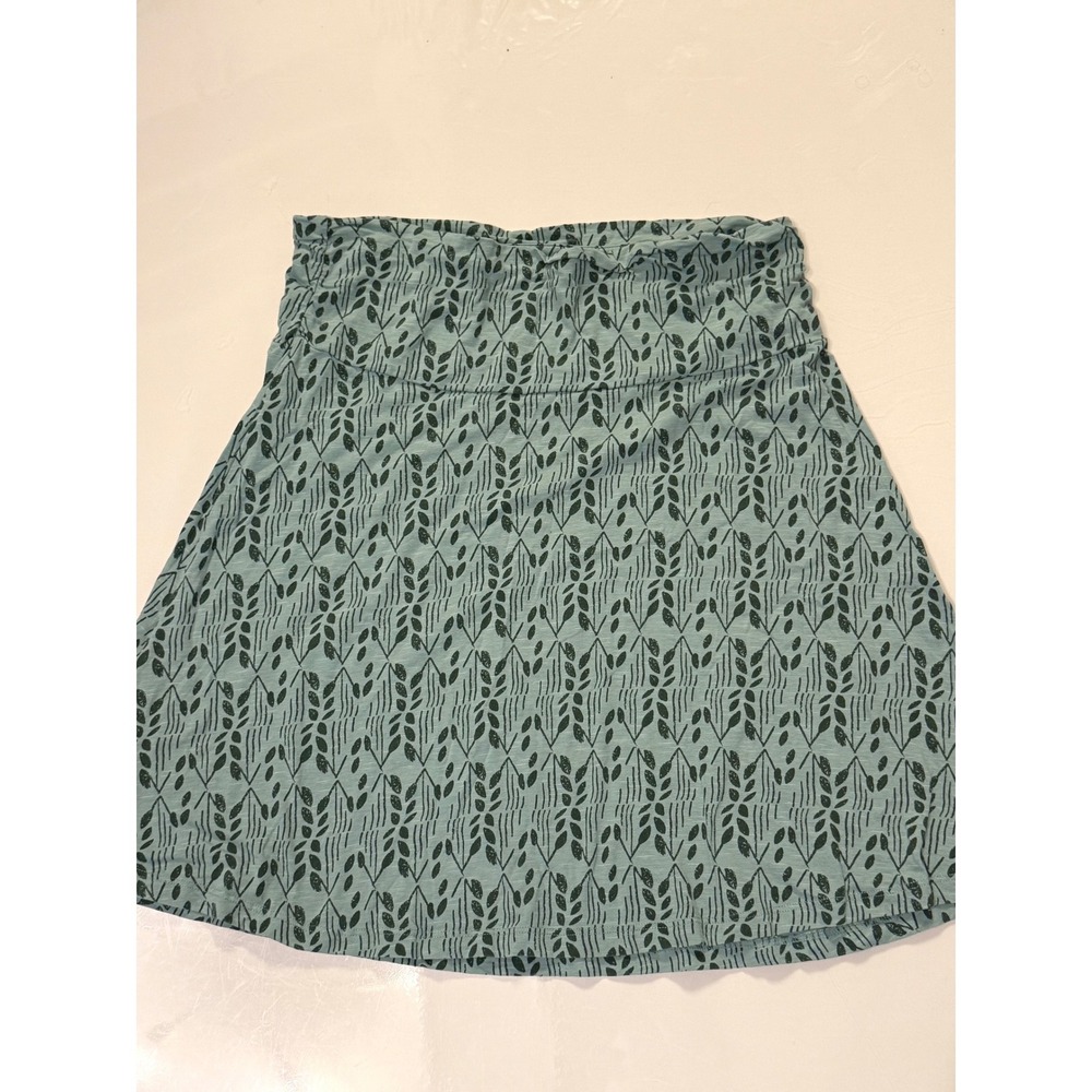 Toad&Co Chaka Skirt Blue Green Leaf Print Organic Cotton Tencel Medium T1182127